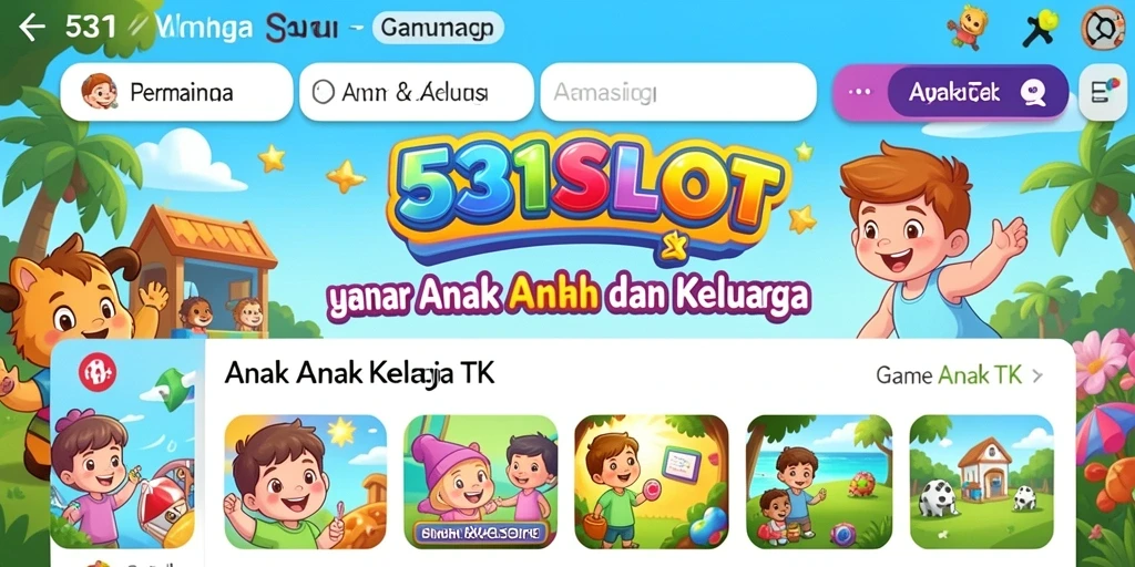 Antarmuka menarik dan ceria dari 531SLOT untuk anak-anak.