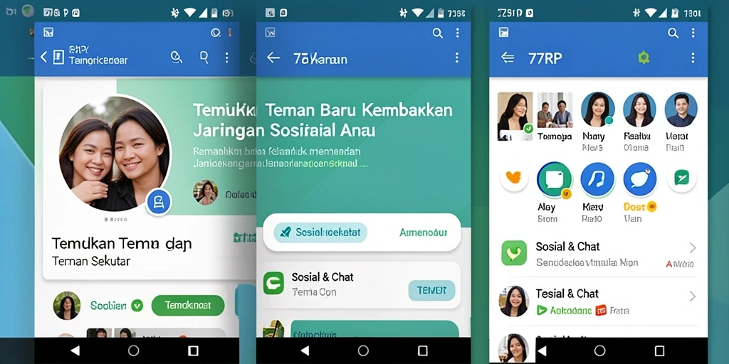 Antarmuka aplikasi 77RP yang intuitif dan menarik untuk Teman Sekitar.
