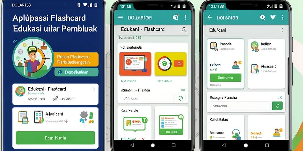 Antarmuka aplikasi Flashcard DOLAR138 yang modern dan interaktif.