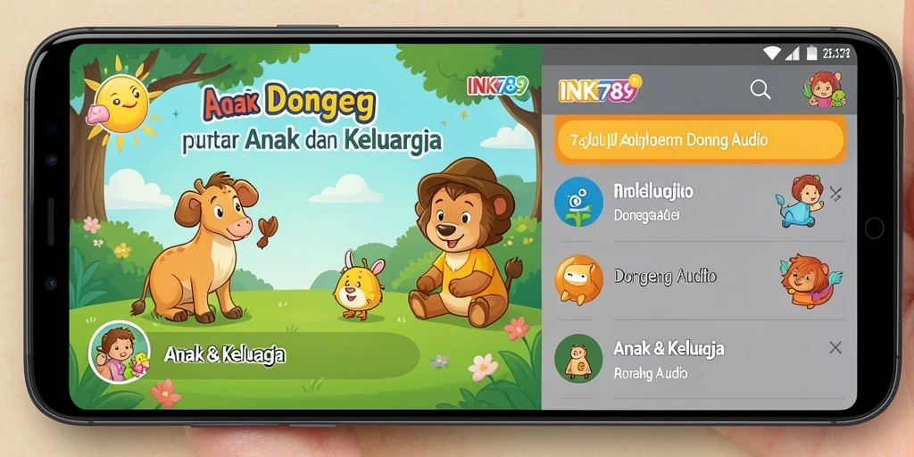Antarmuka pengguna INK789 yang menarik untuk Dongeng Audio.
