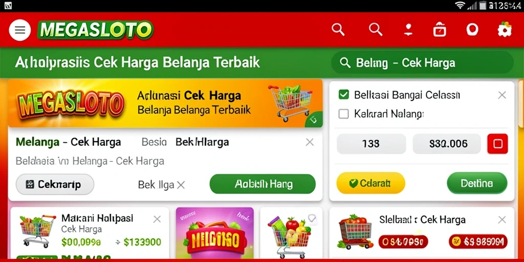 Screenshot aplikasi MEGASLOTO yang menampilkan fungsi Cek Harga.