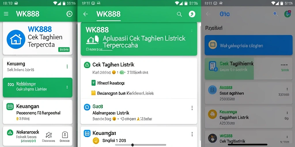 Tampilan antarmuka aplikasi Cek Tagihan Listrik WK888.