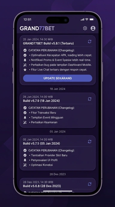 Riwayat Versi APK grand77bet untuk Android